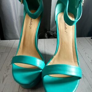 Green High Stiletto Heels with Ankle Strap